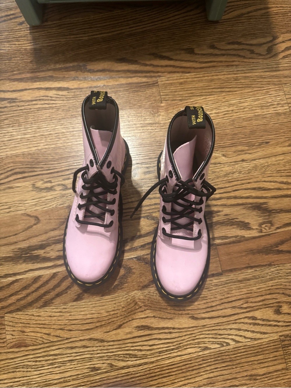 Dr. Martens Pink Lace-Up Combat Boots with Black Laces
